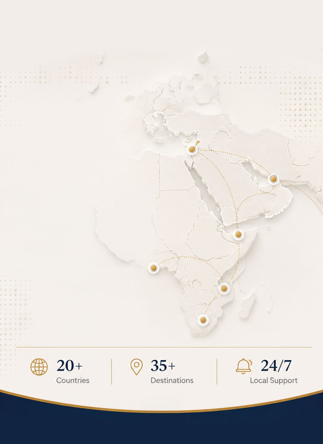 Connected travel destinations across the Middle East and Africa