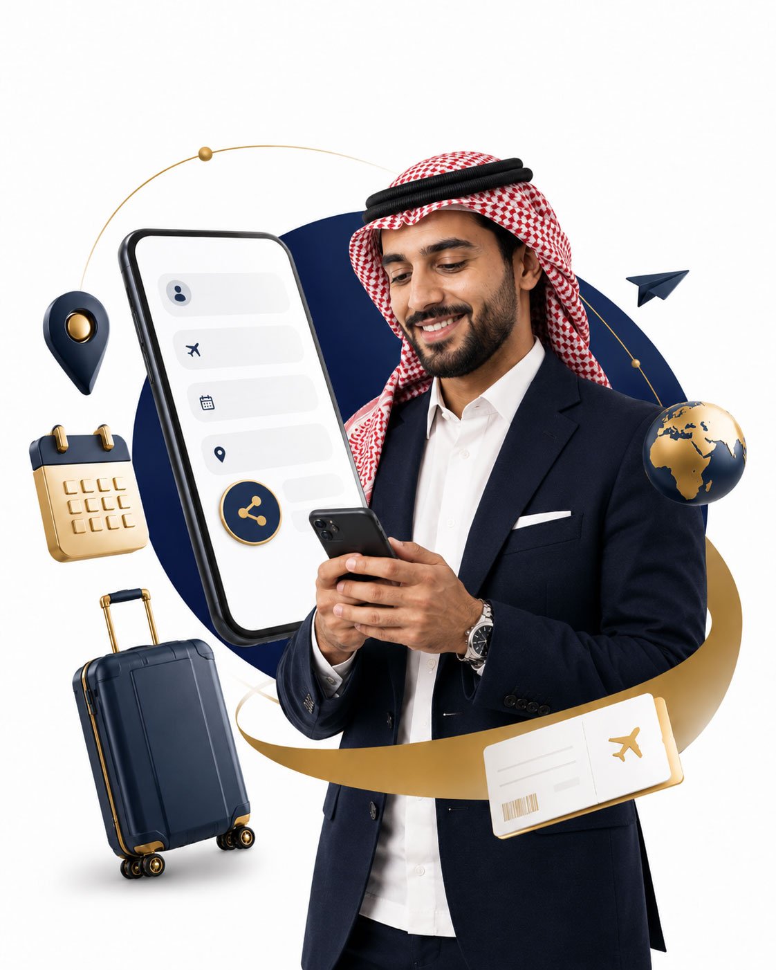 Business traveler preparing an itinerary